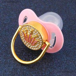 Pacifiers Bling Pink Crown Rhinestones Baby Pacifier Lollipop Elegant Infant Dummy Cocka Chupeta Shower Giftl231104 Drop Delivery Kids Dh2R9