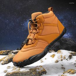 Boots Winter Booties Men Snow BareFoot Casual Shoes Outdoor Work Ladies Warm Fur Ankle Male Big Size 50