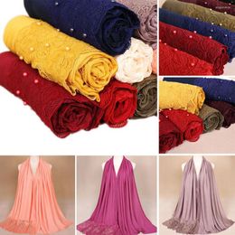 Scarves Muslim Women Hijab Lace Patchwork Long Maxi Scarf Soft Shawl Turban Islamic Arab Head Wrap Pashmina Female Stoles