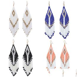 Dangle Chandelier Fashion 2021 Beads Long Earrings For Women Retro Ethnic Boho Tassel Drop Earring Jewelry Accessories Deli Dhgarden Dhf1Y