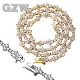 Sumptuous New Tennis Chain Bracelet Necklace Floral Mixed Set Single Row Full Prong CZ Cubic Zirconia Diamond Couple Hip Hop Jewellery Accessories Gifts Bijoux