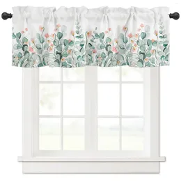 Curtain Idyllic Flower Eucalyptus Leaves Kitchen Window Curtains Home Decoration Short For Living Room Bedroom Small Cortinas