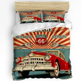 Bedding Sets 3pcs Set Classic Car Vintage Poster Home Textile Duvet Cover Pillow Case Boy Kid Teen Girl Covers