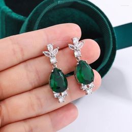 Dangle Earrings 925 Silver Sterling Emerald Earring For Women Aros Mujer Oreja Orecchini Bizuteria Natural Gemstone Drop