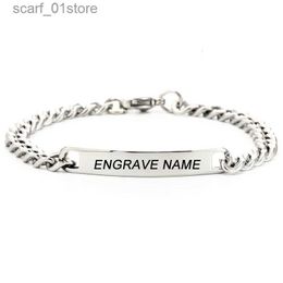 Chain Customised Name Engrave Stainless Steel Bracelet Women Personalised Bracelets For Men Id Bracelet DropshippingL231115