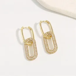 Hoop Earrings Luxury Geometric Oval Rectangle For Women Girls Zircon Wedding Jewellery Elegant Female Dangle Earings E1260