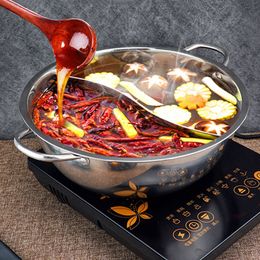 Thermal Cooker Chinese Pot Stainless Steel Induction Gas Stove Compatible s Home Kitchen Cookware Soup Cooking Twin Divided 230414