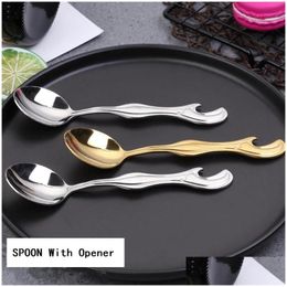 Spoons Dinner Spoon Stainless Steel With Bottle Opener Outdoor For Travel Cam Backpacking Lx1750 Drop Delivery Home Garden Kitchen D Dhhio