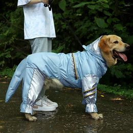 Dog Apparel 3XL-7XL Big Raincoat With Tail Jumpsuit For Large Dogs Reflective Strips Tow Hole Labrador Waterproof Jacket