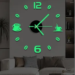 Wall Clocks Modern Living Room Luminous Watch Horloge 3D DIY Acrylic Mirror Stickers Quartz Duvar Saat Klock Mute Alarm Clock