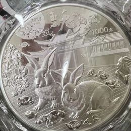 Arts and Crafts 1000g Chinese Shanghai Mint 1kg zodiac rabbit silver Commemorative Medallion