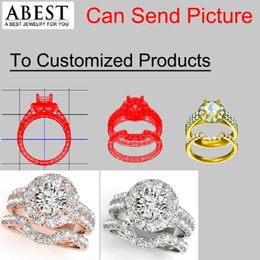 Wedding Rings Send Your Style Picture to Customized Products Zircon 10K 14K 18K Necklace Ring Earring Bracelet for Her/Him Gift 231114