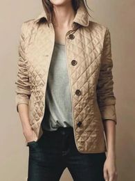 Women's Jackets Quilted Coat Winter Jacket Women Turn-down Collar Jackets for Women Elegance Office Lady Single-breasted Warmth Streetwear 231114