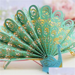 Greeting Cards 3D Pop Up Card Peacock Birthday Easter Anniversary Mothers Day Valentines Thanks Invitation Gift Cus Logo Za2260 Drop Dhmgu