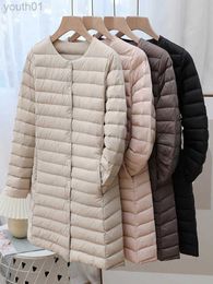 Women's Down Parkas Women Winter Coat 2023 New Autumn Ultra Light Duck Down Jackets O-neck Long Sleeve Puffer Overcoat Windproof Outwear Warm Liner zln231115