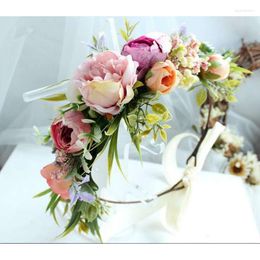Headpieces Artifical Rose Flowers Headdress Bridal Accessories Bridesmaid Tocado Novia Accesorios Para El Cabello
