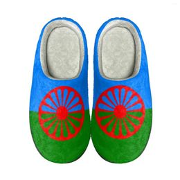 Slippers Romany Roma Travellers Flag Half Shoes For Women Mules Indoor Warm Cotton Slipper Mule Masculino Flannel Slides Men