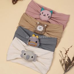 Cute Cartoon Animal with Nylon Headband Wide Turban Hairband Newborn Hair Accessories Bebes Headwrap Infant Baby Girls Headwear