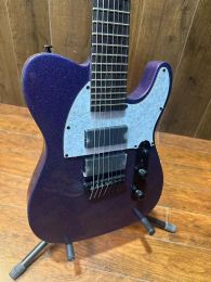 Stephen 7 Strings Metallic Purple Electric Guitar String Thru Body Bridge White Pearl Pickguard China EMG Pickups 9V Battery Box Black Hardawre