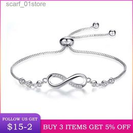 Chain LByzHanAuthentic 925 Sterling Silver Infinity Adjustable Bracelet For Women Hot Fashion 8 Word Bracelet For Gift CMB81L231115