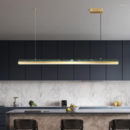 Pendant Lamps Modern LED Restaurant Tea Room Chandelier Nordic Designer Dining Table Bar Counter Marble Strip Light Luxury Lamp