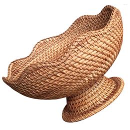 Plates Rattan Fruit Plate Party Decor Bread Basket Woven Small Round Coffe Table Decoration