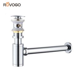 Drains ROVOGO Round 1 1/4'' Sink Bottle P-Trap Waste Pipe Tube Adjustable Height Pop-up Drain Stopper Kit Assembly with Overflow 230414