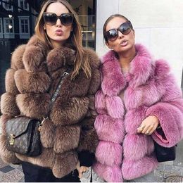 Women's Fur Faux Pink Java 8139 arrival fahion women thick fur coat real jacket long sleeves ganuine outfit 231115