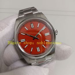 4 Colour 41mm Watches Real Picture for Mens Green Blue Red Black Luminous Dial 124300 Smooth Bezel 904L Steel Bracelet EWF Cal.3230 Movement Automatic Dress Watch