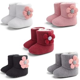 First Walkers Born Baby Girl Plush Snow Booties Winter Warm Shoes Non-Slip Sneaker Walking Soft-Sole Breathable Pompom Velvet