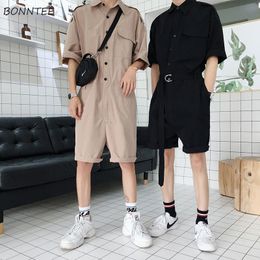 Men's Pants Men Cargo Fashion Overall Hip Hop Trendy Brand Loose Korean Style Pocket Solid Turndown Collar Japanese Clothes Classic 230414