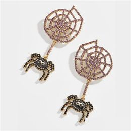 Dangle Chandelier Beauty Layer Creative Spider Earrings Cute Statement Rhinestone Cobweb Girl Earring Novelty 2021 Trendy Dhgarden Dhusw