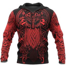 Men's Hoodies & Sweatshirts EU US Size Oversized 6XL Mens Odin Viking Hoodie Jacket D TATTOO Print Outwear Zipper Pullover Hooded Swe