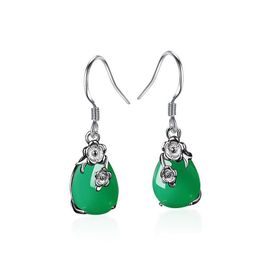 Dangle Chandelier Retro 925 Sier Jewellery Earrings Water Drop Created Emerald Gemstone Flower Shape Earring For Women Weddi Dhgarden Dhcpx