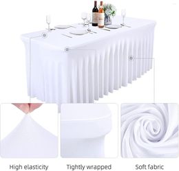 Table Cloth 6ft 4ft 8ft Stretch Rectangle Tablecloth Spandex Skirts Long Tables Washable Wrinkle Resistant Covers Fitted