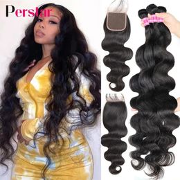 Synthetic s Perstar Human Hair Bundles With Clre Brazilian Body Wave Weave 34 Remy 231115