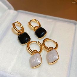 Stud Earrings Korean Trend Metallic Earring Buckle Drop Glaze Pendant For Women Fashion Retro Style Girl Jewellery Christmas Gift