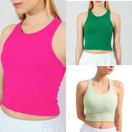 2024 Lu Ebb to Street Tank Racerback Yoga Outfits com Sutiã Acolchoado Tops Roupas de Ginástica Mulheres Roupa Interior Colete Respirável Treino Fiess Camisa Esportiva