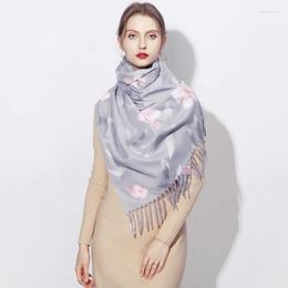 Scarves Fashion Cashmere Print Flower Tassels Women Pashmina Warm Muslim Hijabs Shawls Bandana Winter Scarf 8PCS/LOT