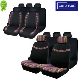 New Universal Colourful Stripes Stitching With Black Polyester Car Seat Covers With Airbag Compatible Seat Protector Cushion