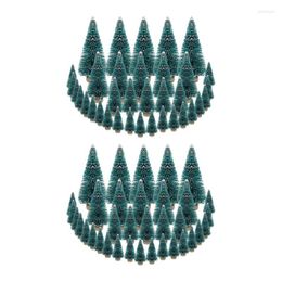 Decorative Figurines A50I 70 PCS Miniature Christmas Tree Artificial Snow Frost Trees Pine For DIY Craft Party Decoration (4 Size)