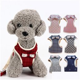 Dog Collars & Leashes Spot Wholesale Pet Traction Rope Korean Version Bow Chest Strap Vest Type Cat Dog Drop Delivery Home Garden Pet Dhvzl