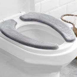 Toilet Seat Covers Seat-Cover Soft Warm Washable Reusable Seat-Pad Warmer Flannel Pads Cushion For Winter Bathroom