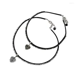 Pendant Necklaces M2EA Fashion Heart Necklace Sparkling Choker Neck Chain Statement Jewellery Elegant Clavicle