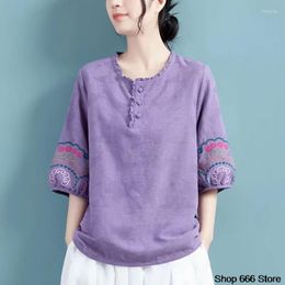 Ethnic Clothing 2023 Spring Autumn Chinese Style Traditional Hanfu Top Embroid Oriental Blouse Elegant Festival Party Dress Qipao Tang Suit