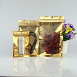 Wholesale Golden Clear Self Seal Zipper Bags Plastic Package Packaging Bag Zipper Lock Packing With Hang Hole Qacmw