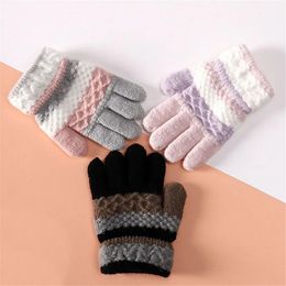 Children's Finger Gloves 1Pair Warm Thick Children Soft Winter Autumn Full Finger Gloves Knitted Mittens Baby Gloves 231115