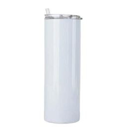 20oz Sublimation Matte Straight Tumbler with Rubber Bottoms Steel Straws Stainless Steel Skinny Tumbler Insulation Water Bottle A02 Gvoen