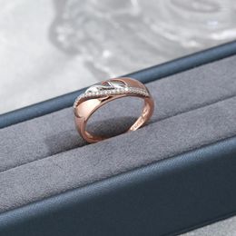 Cluster Rings Gulkina Two Tone 585 Rose Gold Colour Women's Ring Micro Inlaid Natural Zircon Versatile Proposal Jewellery
