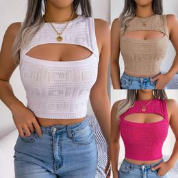 Camisoles & Tanks Crop Tank Tops For Women Summer Women's Crew Neck Knit Ribbed Basic Sleeveless